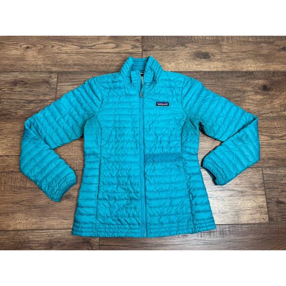Patagonia Down Women’s XS Turquoise Green Nano Puffer Jacket Outdoor Coat - Picture 1 of 10